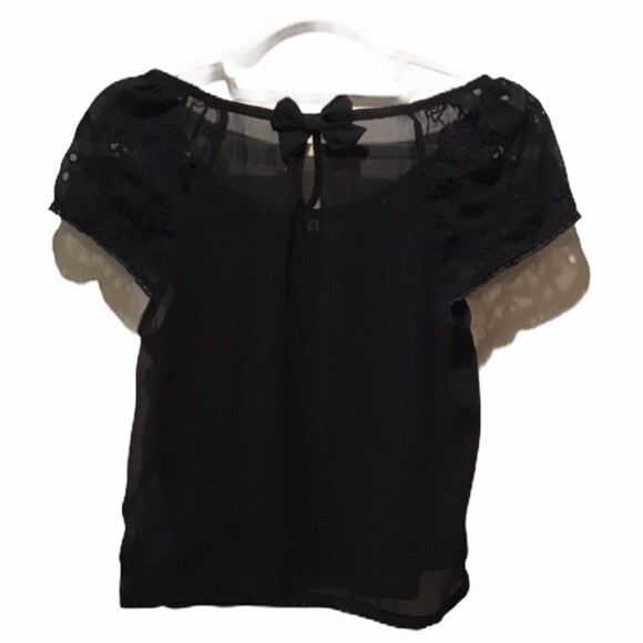 Abercrombie Sheer Navy Blue Top - Picture 2 of 5